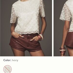 Blue Tassel Short- Sleeve sequin lace top